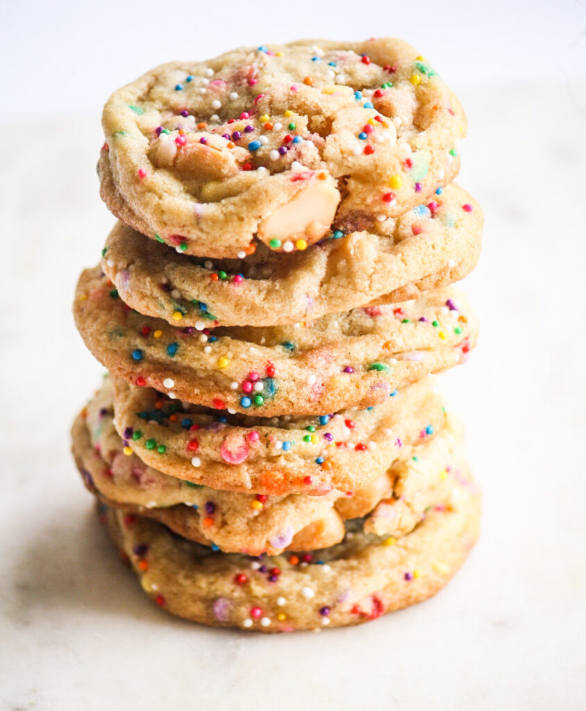 Colourful, chewy and buttery cookies with delicious toasted macadamia nuts