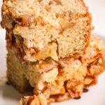 A soft cake layered with apple pieces tossed in cinnamon and sugar