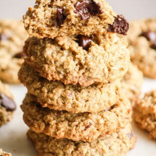 Chewy oat cookies with tahini, coconut and a hint of cinnamon