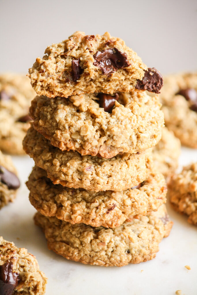 Chewy oat cookies with tahini, coconut and a hint of cinnamon
