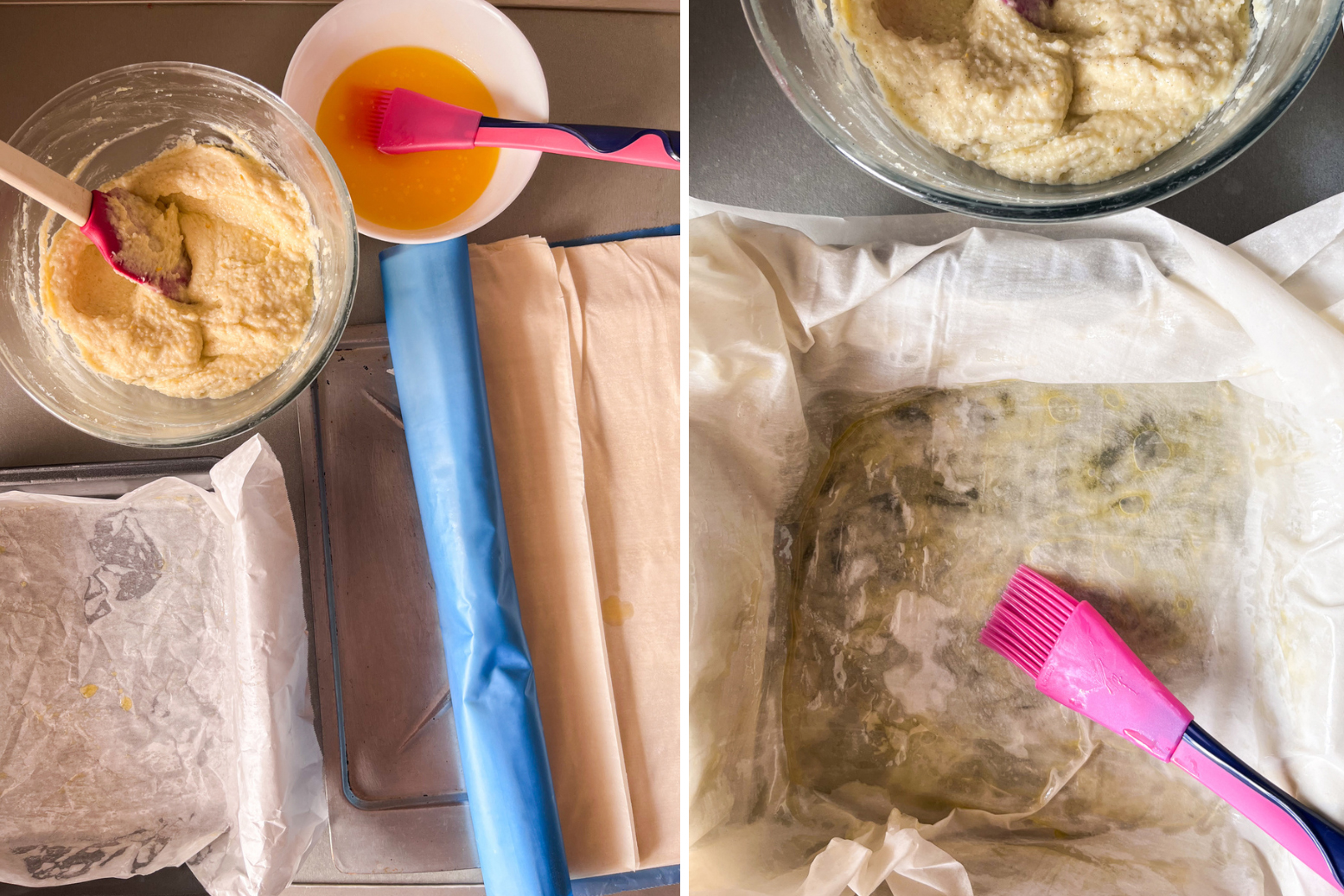 Flaky Greek filo pie with a vanilla and orange flavoured custard filling