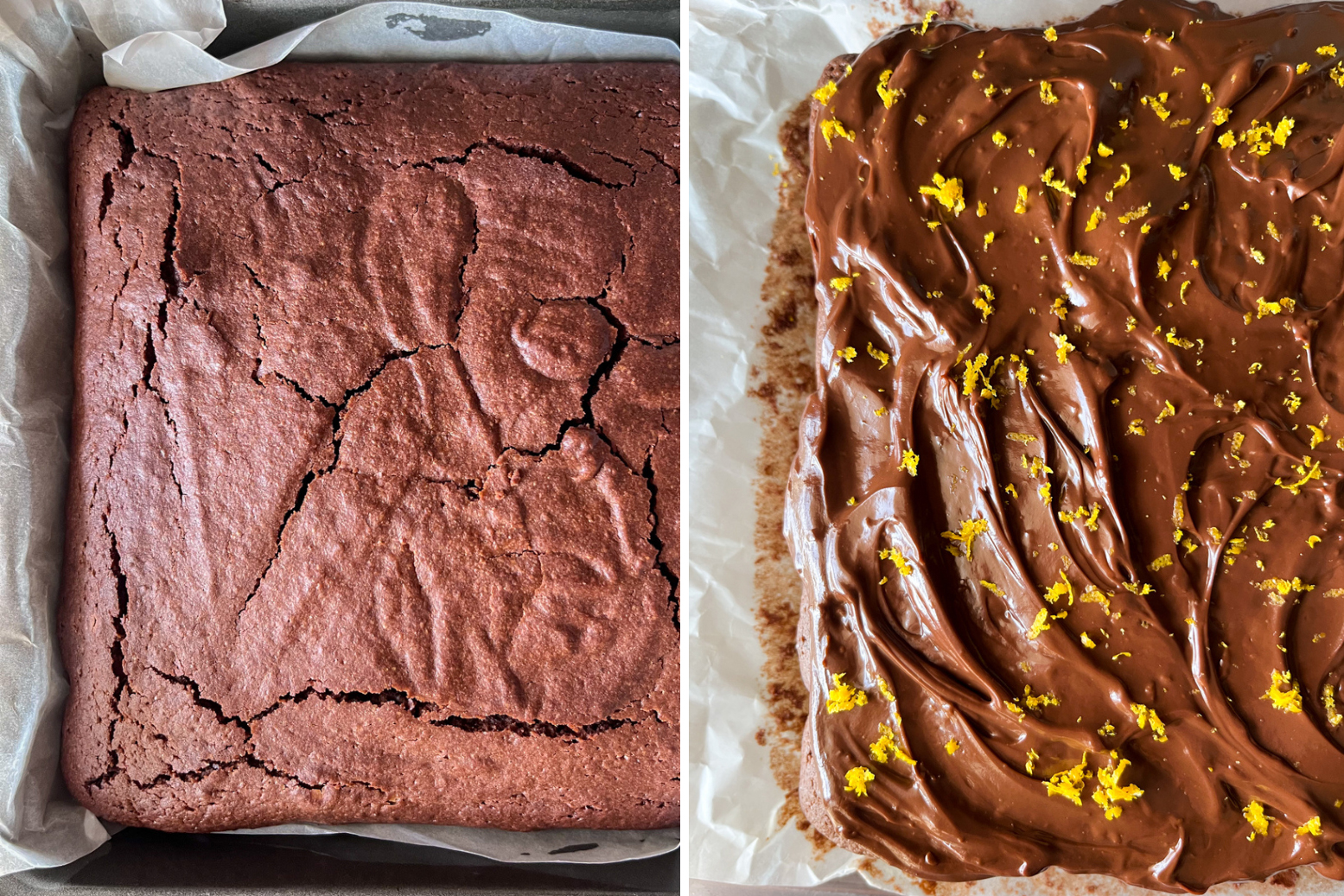 Soft and fudgy chocolate cake with a whole orange in the batter and an orange infused ganache