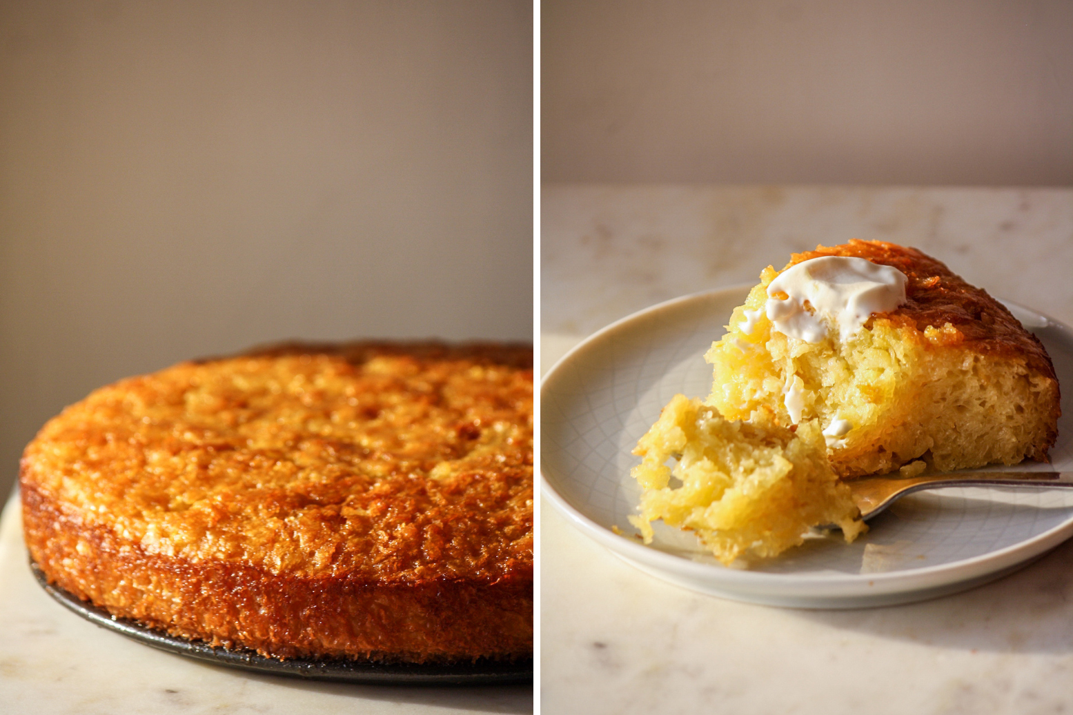 A very moist, syrup-soaked orange cake made with dried and crushed filo pastry