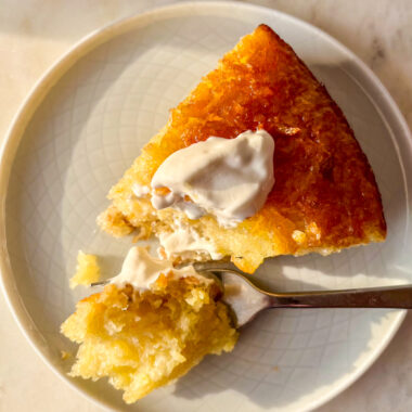 A very moist, syrup-soaked orange cake made with dried and crushed filo pastry