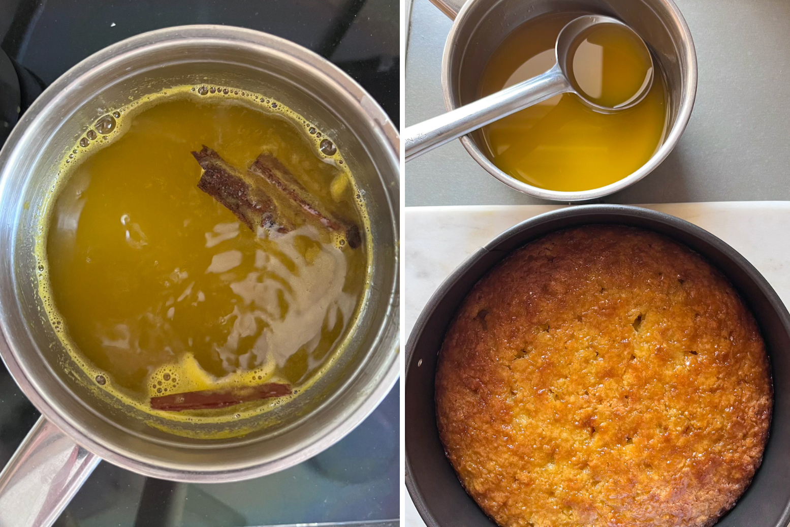 A very moist, syrup-soaked orange cake made with dried and crushed filo pastry